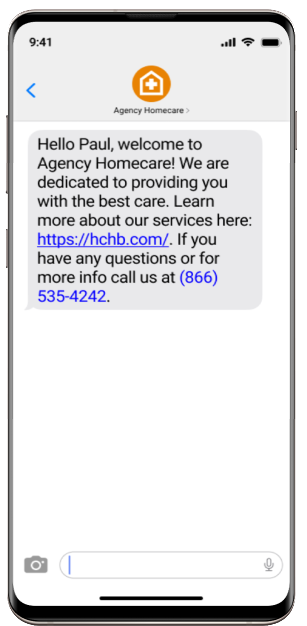 Agency Welcome screen